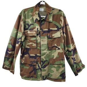 Vintage US Army Military Camouflage Camo Button-Up Jacket Unisex Size Medium